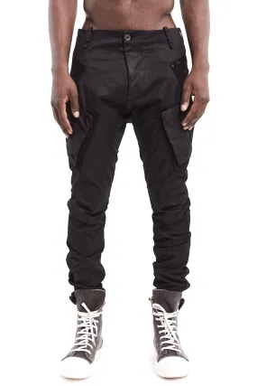 RESINATED COTTON BAGGY TAPED TROUSERS