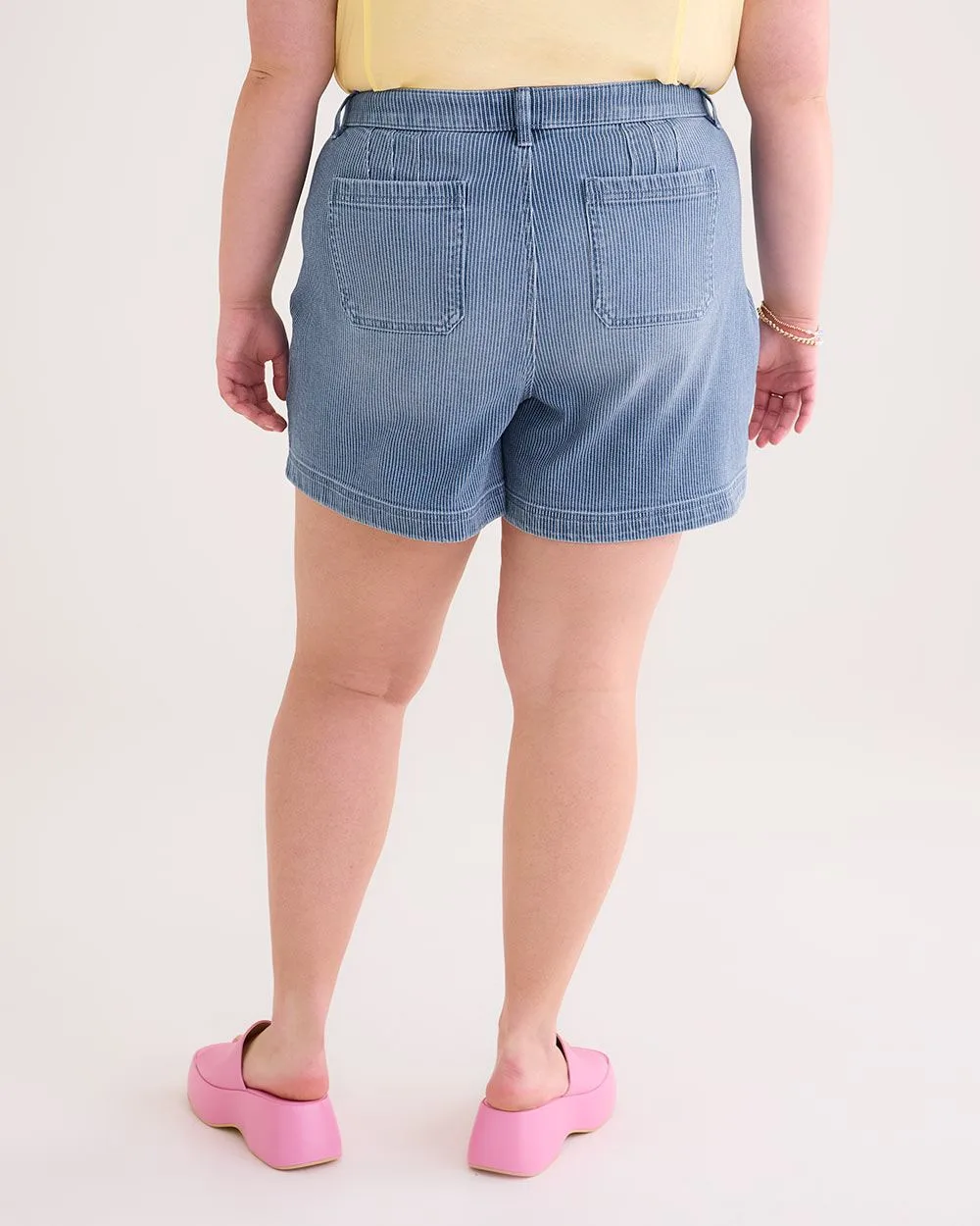 Responsible, Curvy-Fit Fashion Denim Shorts, Railroad Stripes - d/C JEANS