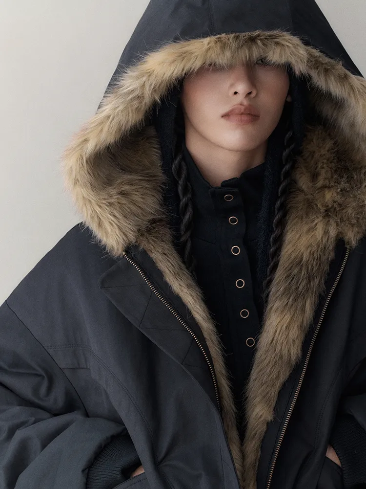 Reversible Luxury Fluffily Hoodie High-End  Fur-Jacket