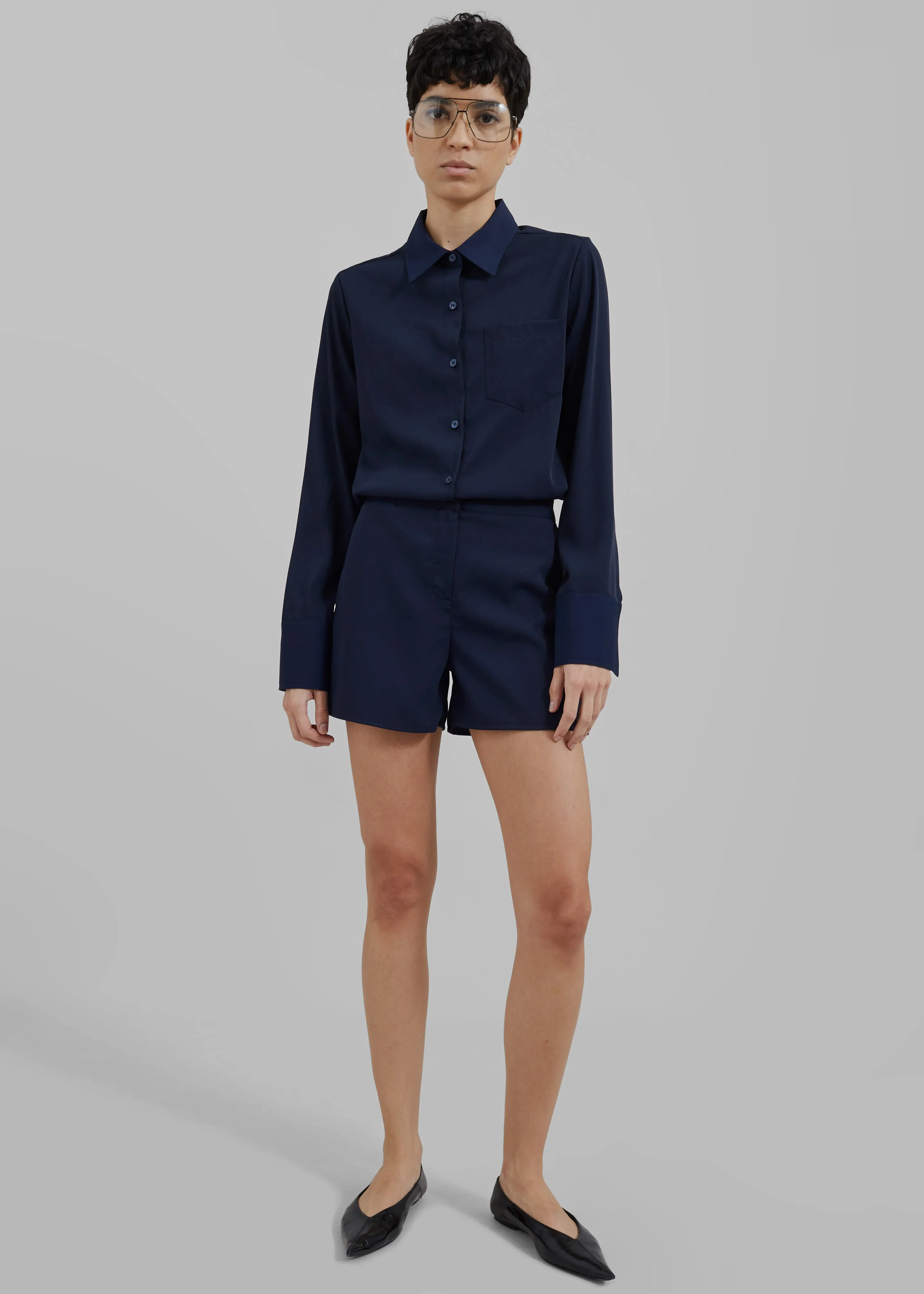 Robyn Button Up Romper - Navy