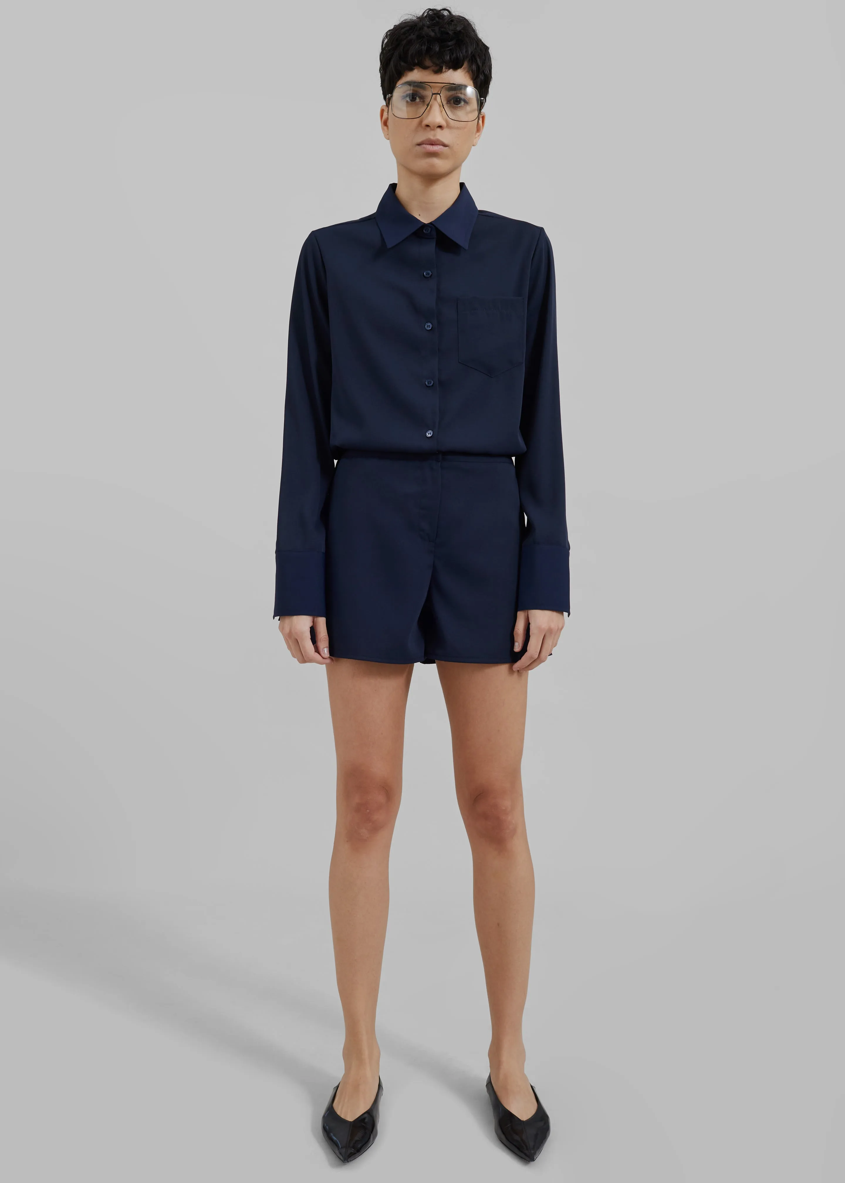 Robyn Button Up Romper - Navy