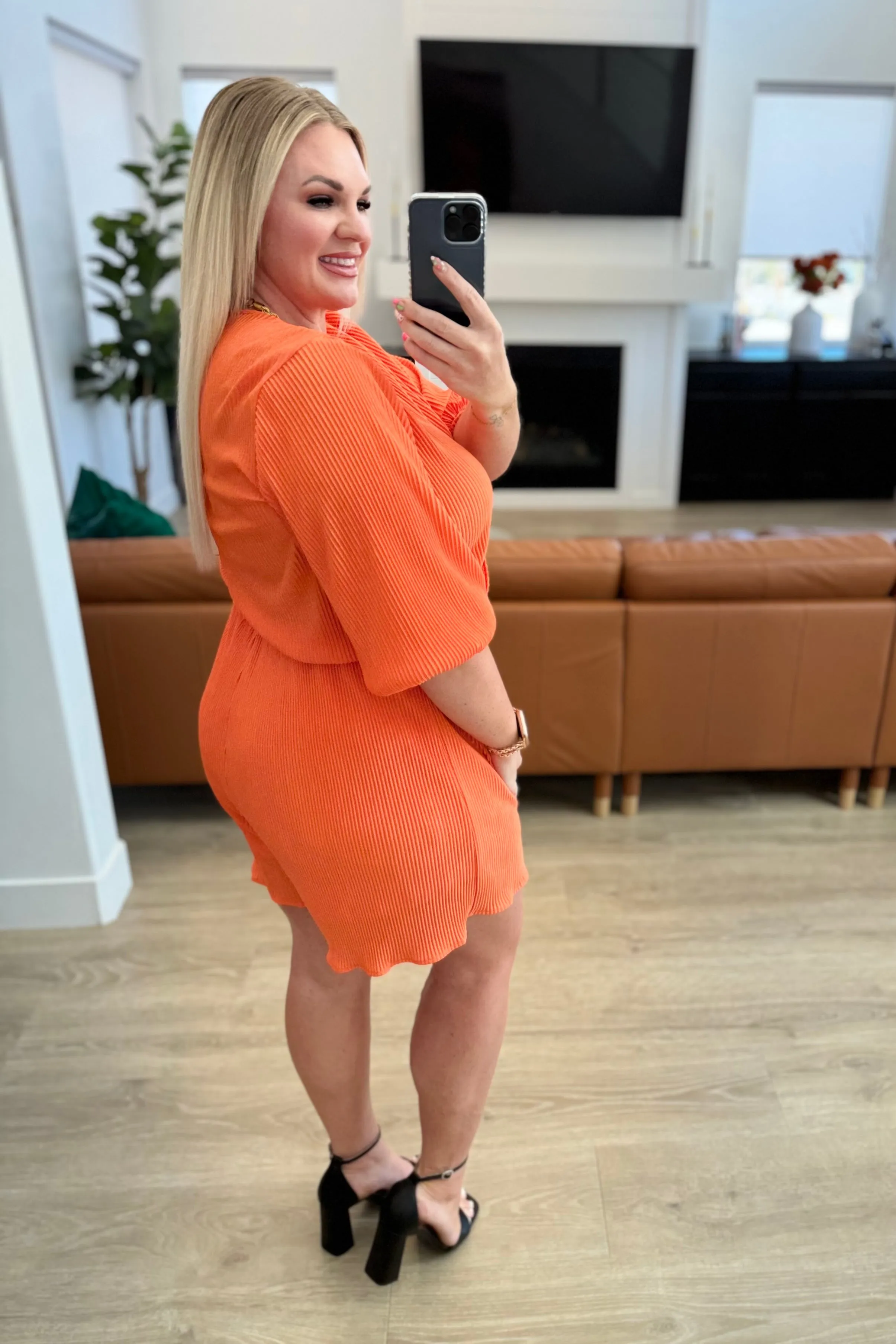 Roll With me Romper in Tangerine