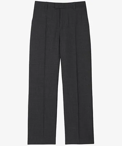 Sandro Mens Noir / Gris Pressed-crease wide-leg woven trousers