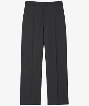 Sandro Mens Noir / Gris Pressed-crease wide-leg woven trousers