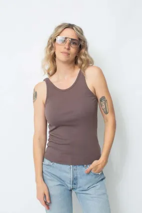 Scoop Back Rib Tank - gray