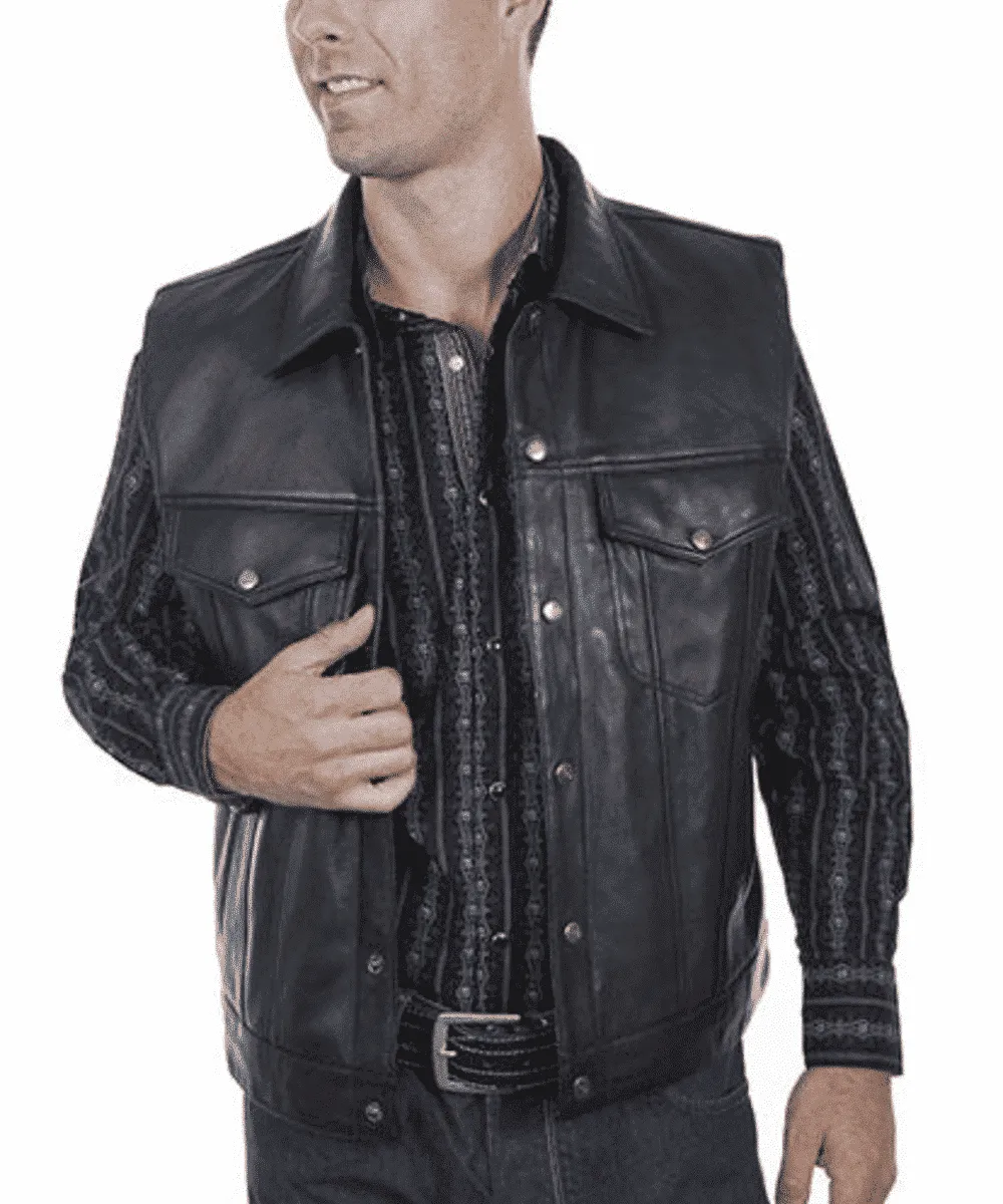 Scully Men's Black Leather Vest