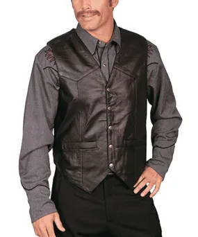 Scully Men's Lambskin Black Leather Vest