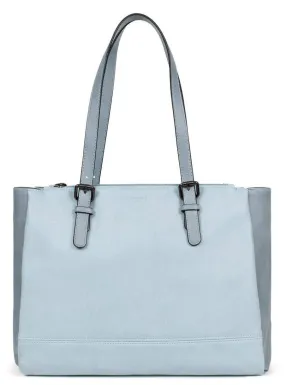 Shoulder bag with 2 synthetic pebble blue handles 316137