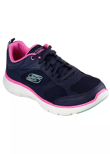 Skechers Navy Leather Mesh Flex Appeal 5.0 Trainers | Grattan