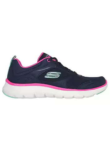 Skechers Navy Leather Mesh Flex Appeal 5.0 Trainers | Grattan