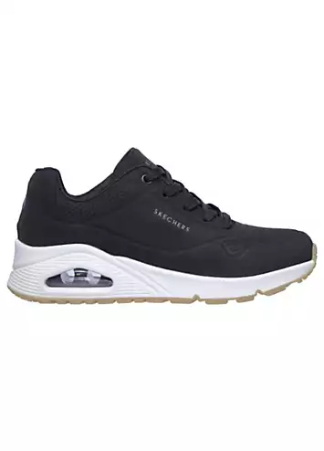 Skechers Wide Fit Black Uno Durabuck Lace Up Fashion Trainers | Grattan