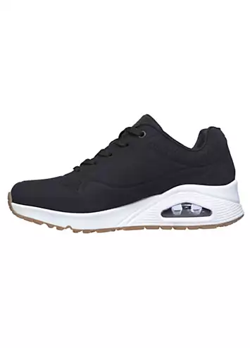 Skechers Wide Fit Black Uno Durabuck Lace Up Fashion Trainers | Grattan