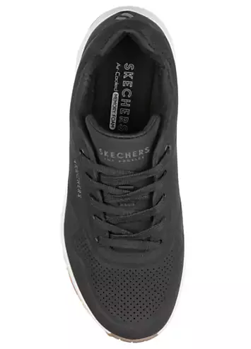 Skechers Wide Fit Black Uno Durabuck Lace Up Fashion Trainers | Grattan