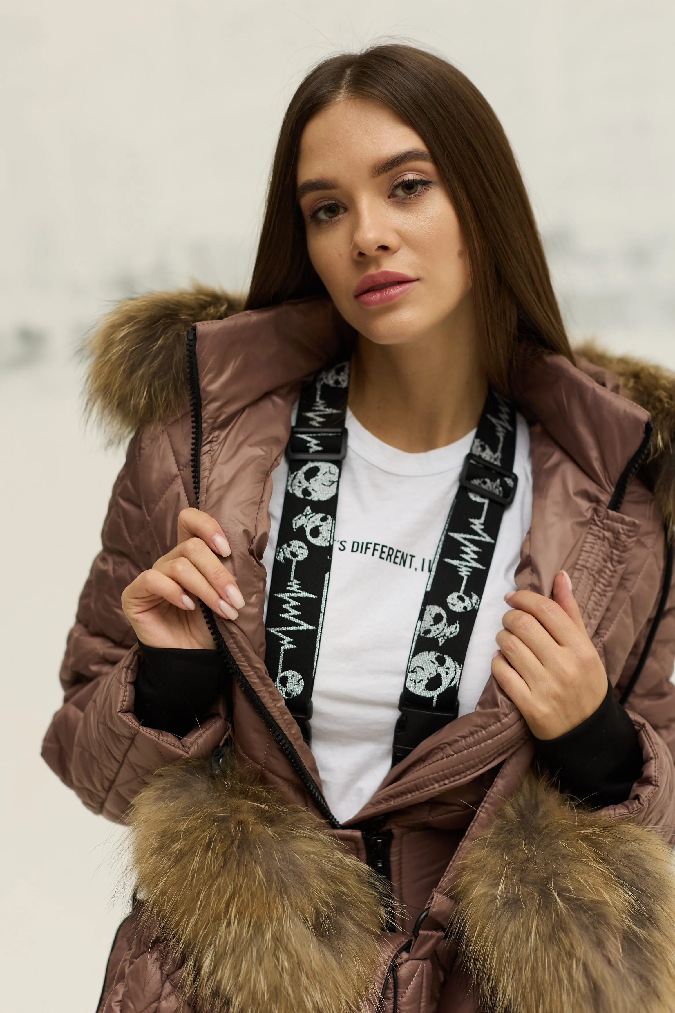 Ski/Snowboard Suit with Fur Trim Mitten & Cross Body Bag
