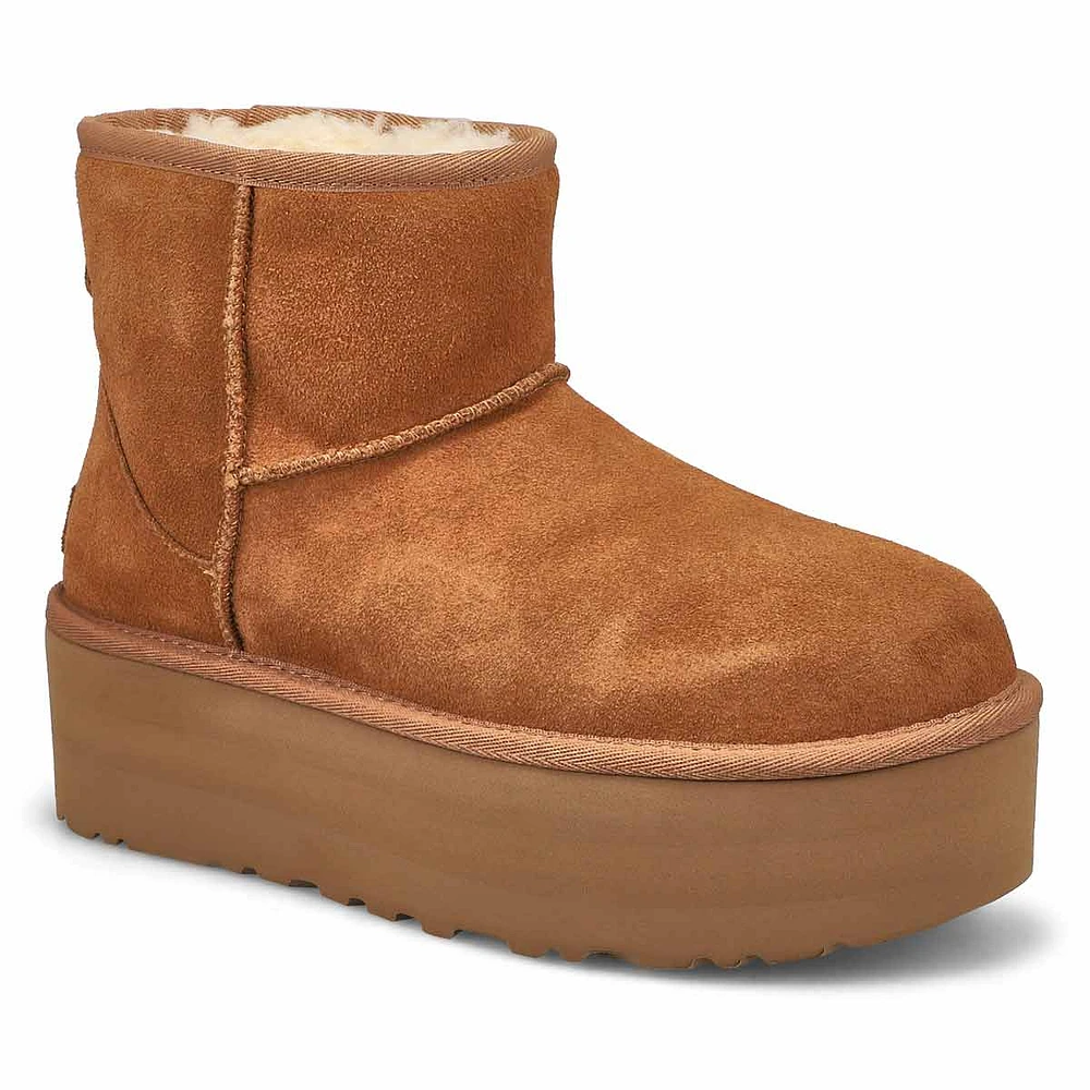 Soft Moc Womens Classic Mini Platform Boot - Chestnut