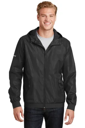 Sport-Tek Embossed Hooded Wind Jacket JST53 Black/ Black