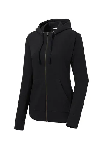 Sport-Tek  Ladies PosiCharge  Tri-Blend Wicking Fleece Full-Zip Hooded Jacket w/ LOGO Left Chest