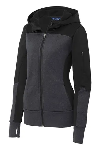 Sport-Tek Ladies Tech Fleece Colorblock Full-Zip Hooded Jacket w/ LOGO Left Chest