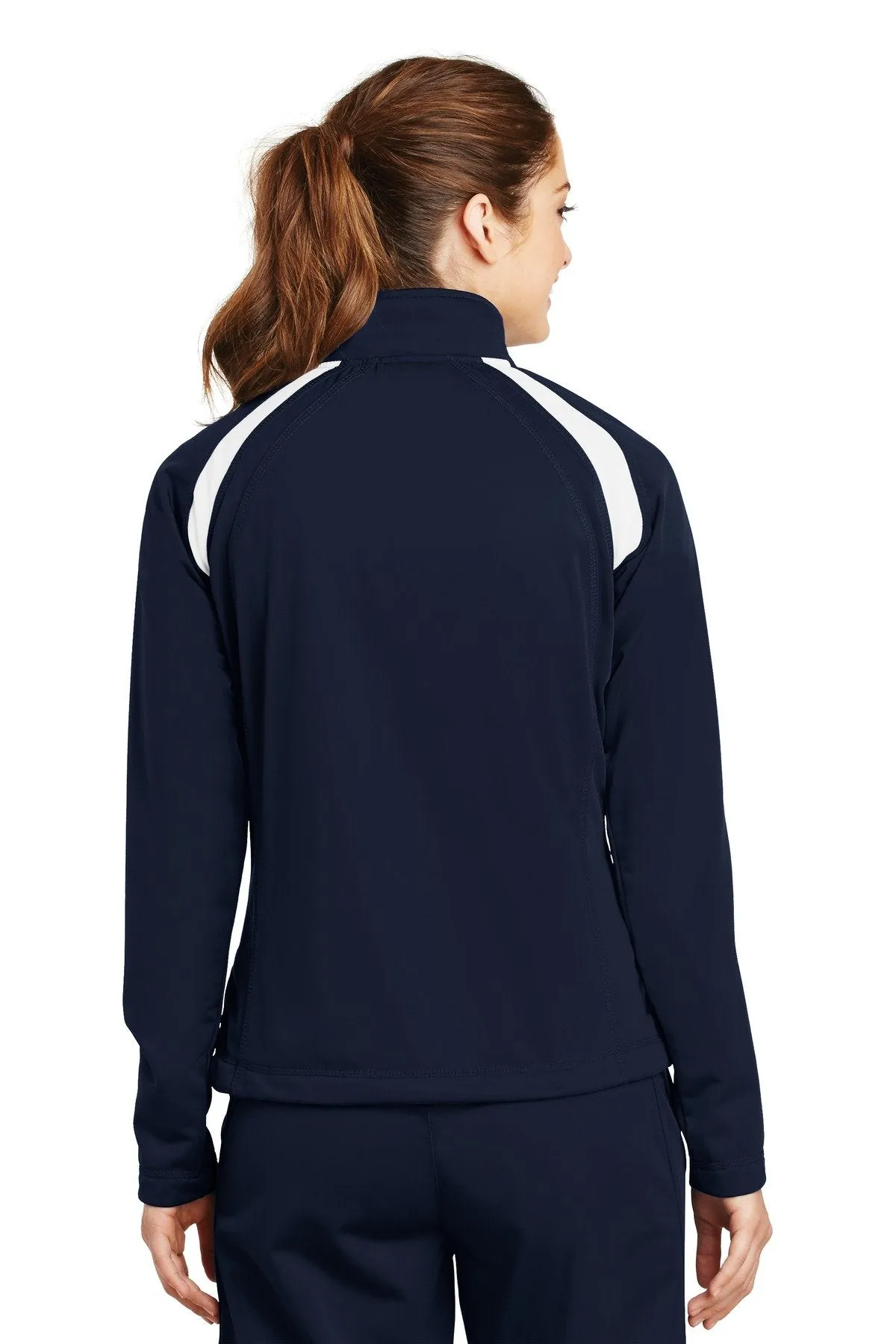 Sport-Tek Ladies Tricot Track Jacket LST90 True Navy/White