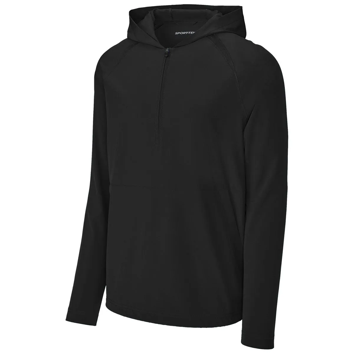 Sport-Tek Men's Black Repeat 1/2-Zip Long Sleeve Hooded Jacket