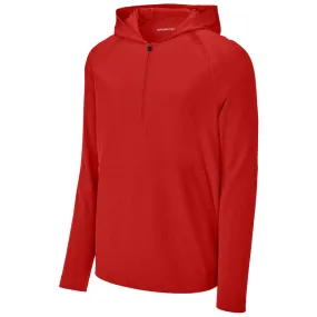 Sport-Tek Men's Deep Red Repeat 1/2-Zip Long Sleeve Hooded Jacket