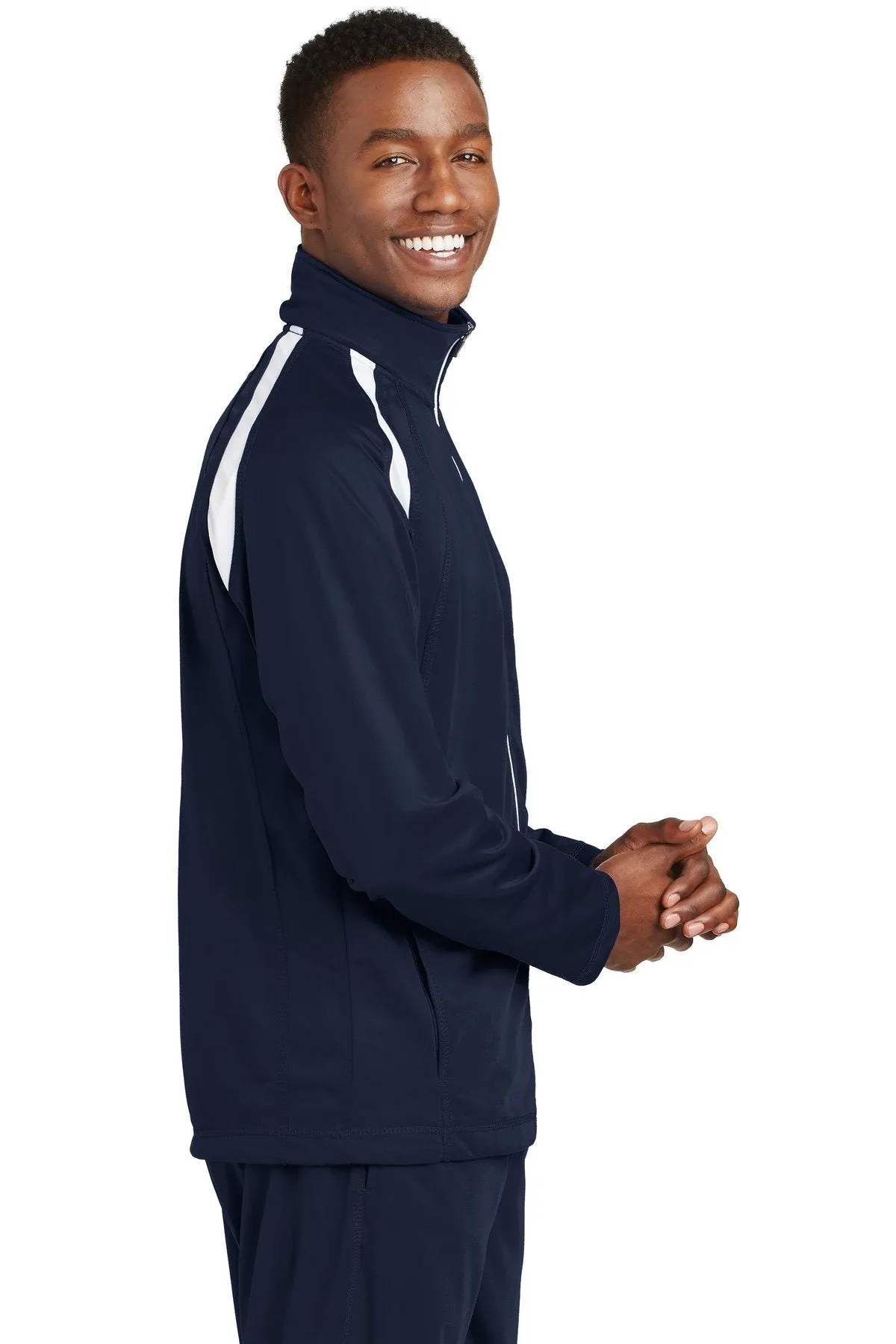 Sport-Tek Tricot Track Jacket JST90 True Navy/White