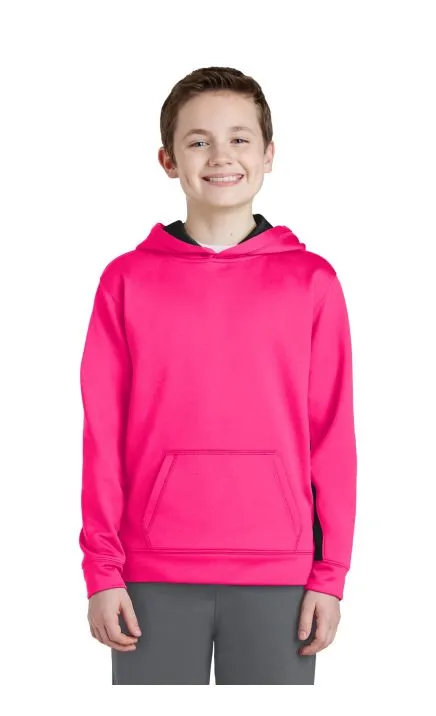 Sport-Tek YST235 Youth Sport-Wick Fleece Colorblock Hooded Pullover