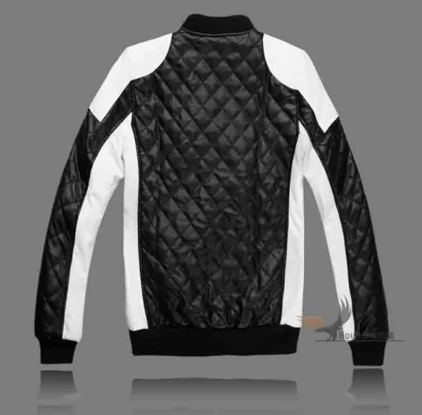 Sports Leather jacket for men White with Black Sleeves