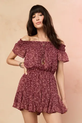 Steffanie Off Shoulder Floral Romper