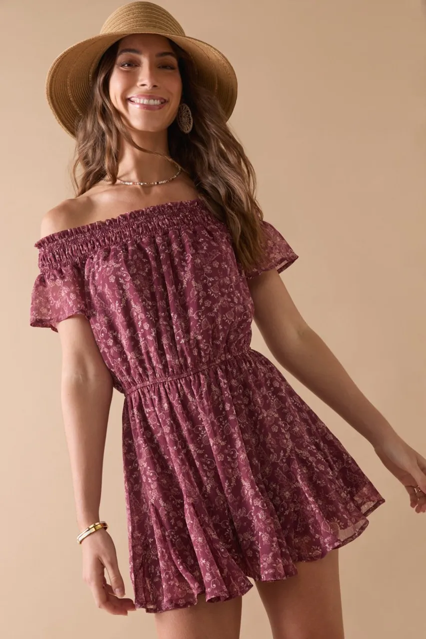 Steffanie Off Shoulder Floral Romper