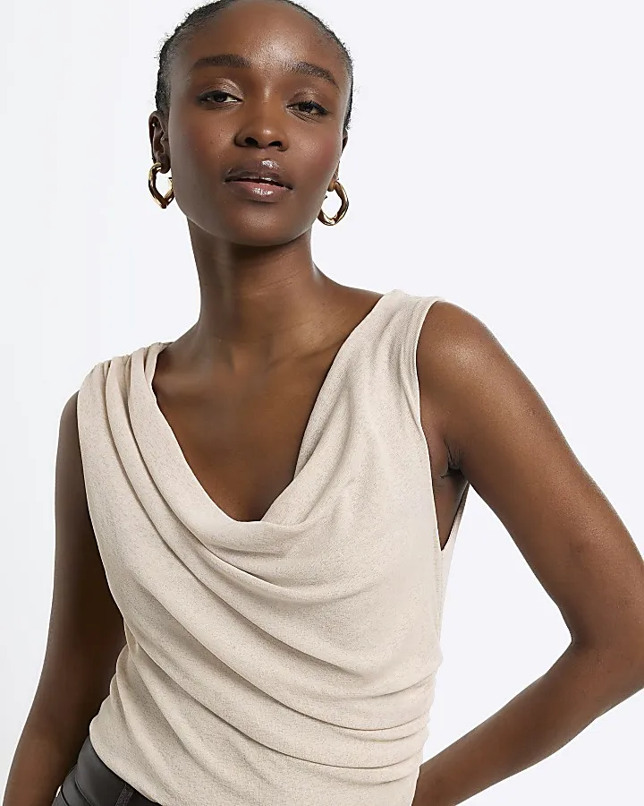 Stone cowl neck tank top