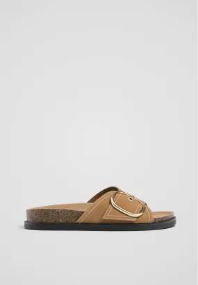 Stradivarius Flat slider sandals with buckle  BEIGE 4