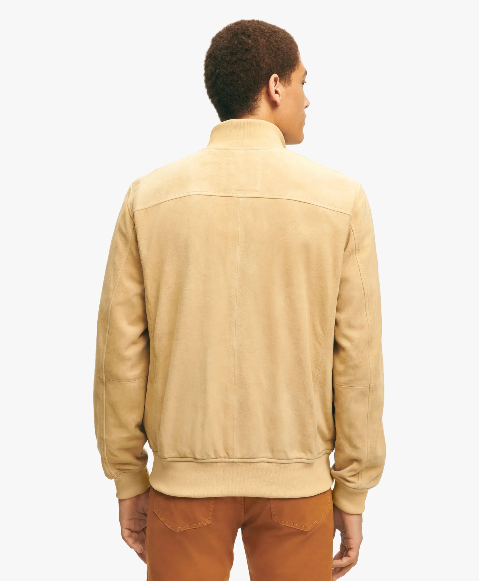 Sueded Leather Jacket in Light Beige for Men | Brooks Brothers® UK