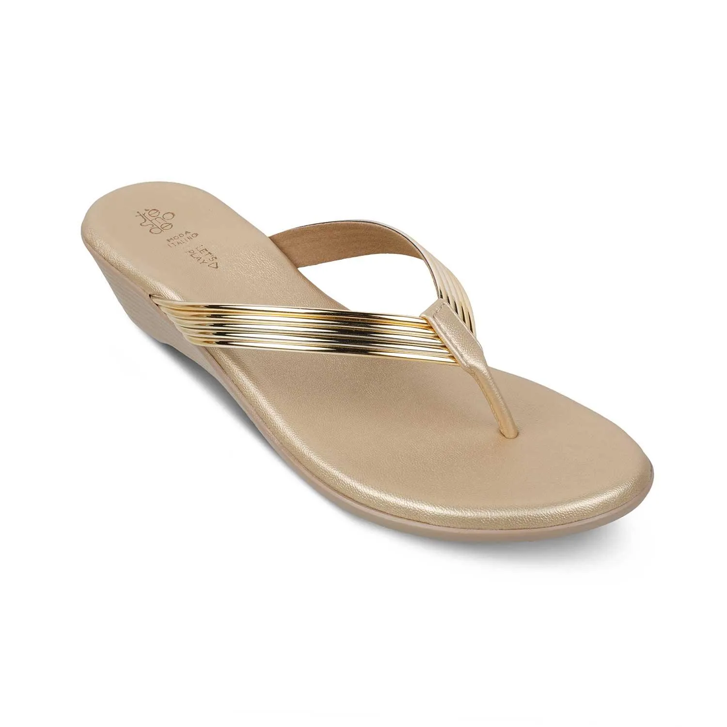 The Macks Gold Women's Dress Wedge Sandals Tresmode