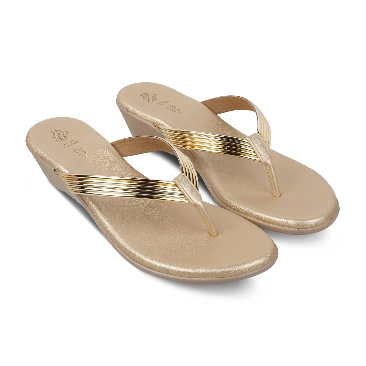 The Macks Gold Women's Dress Wedge Sandals Tresmode