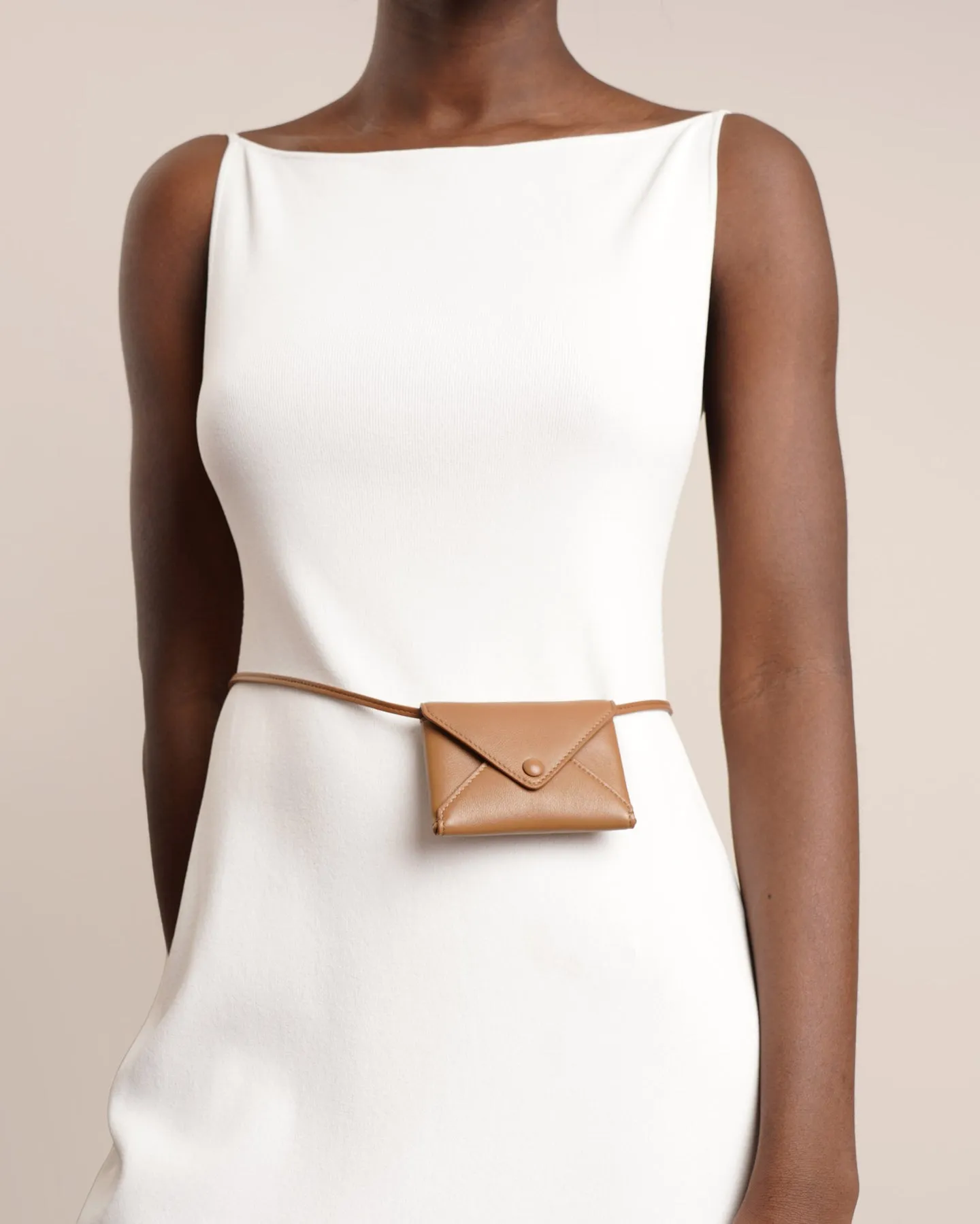 The Row Mini Envelope taupe leather shoulder bag