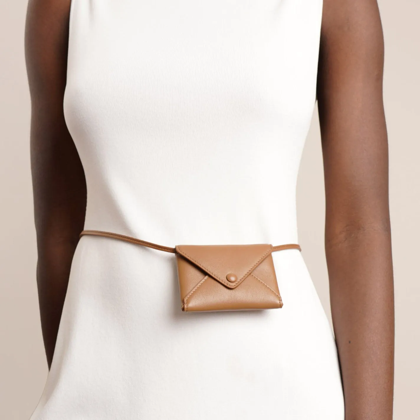 The Row Mini Envelope taupe leather shoulder bag