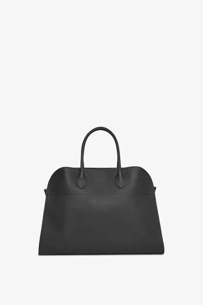 The Row Soft margaux 15 black grained leather bag