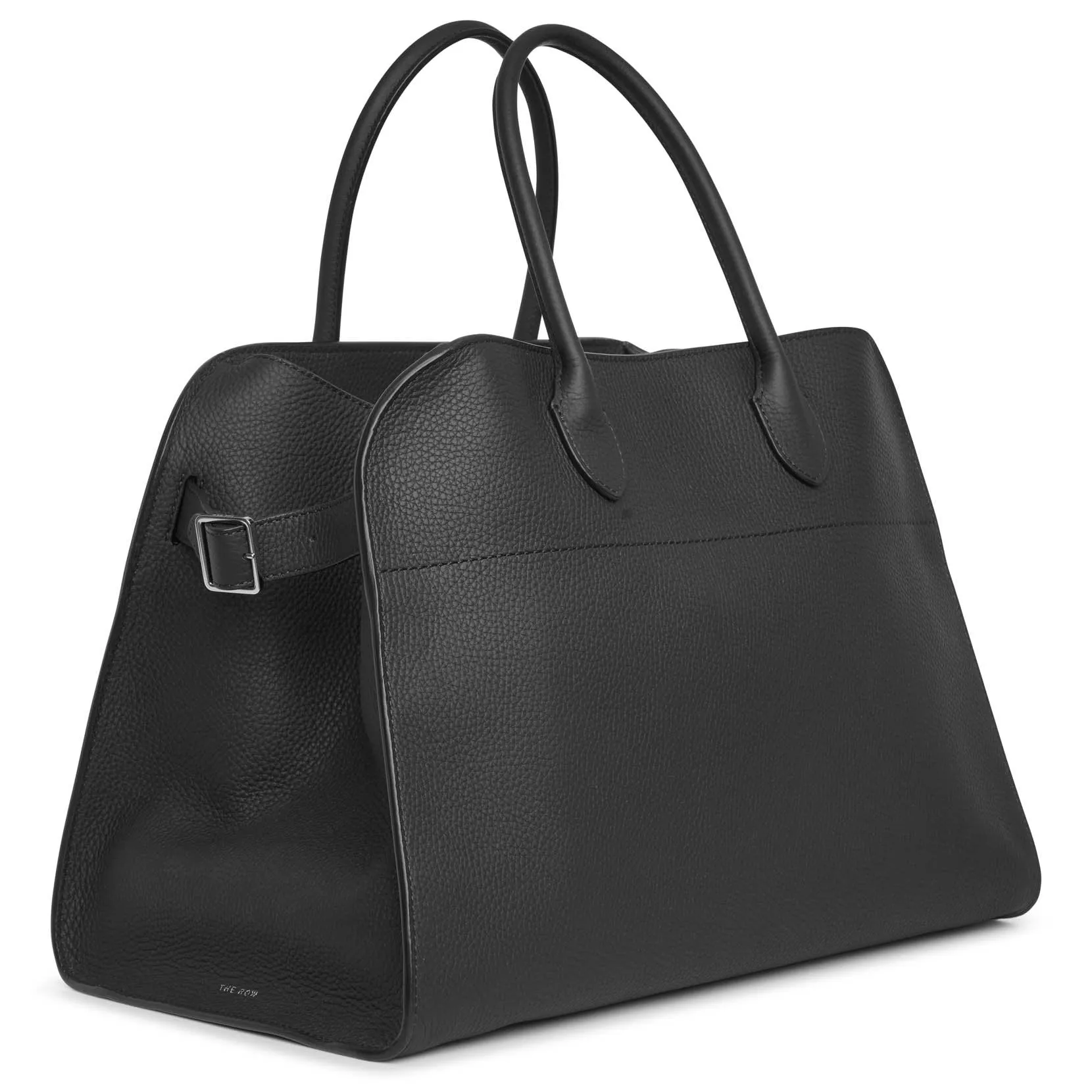 The Row Soft margaux 15 black grained leather bag