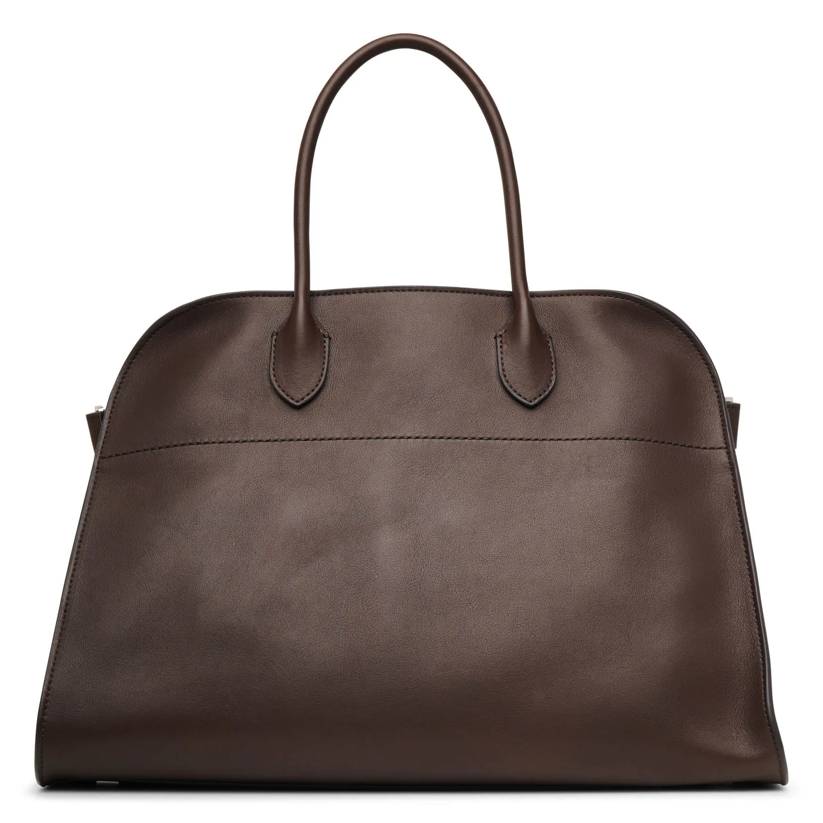 The Row Soft Margaux 15 dark brown leather bag