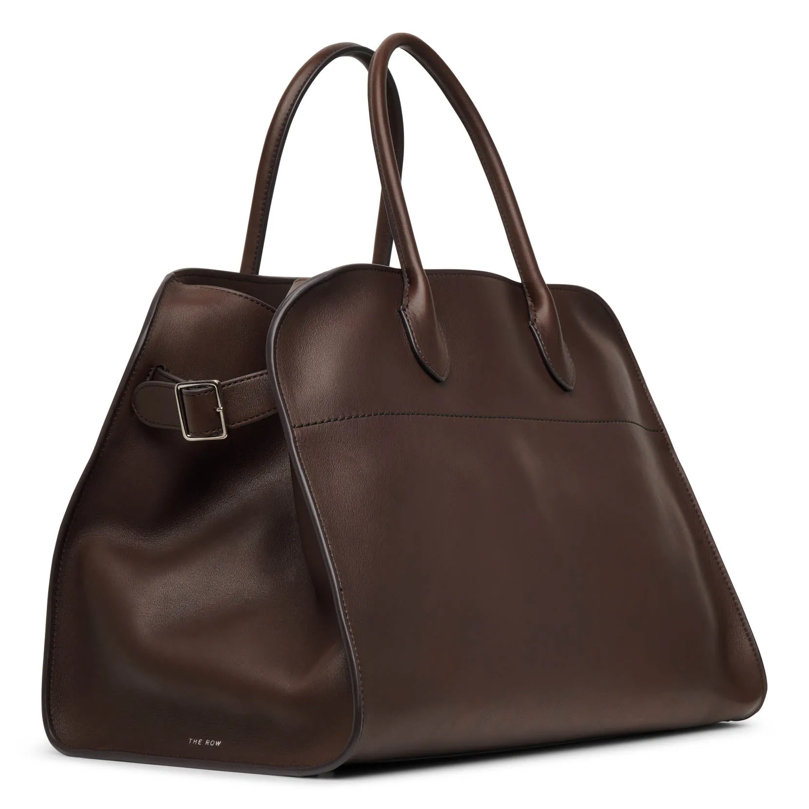 The Row Soft Margaux 15 dark brown leather bag