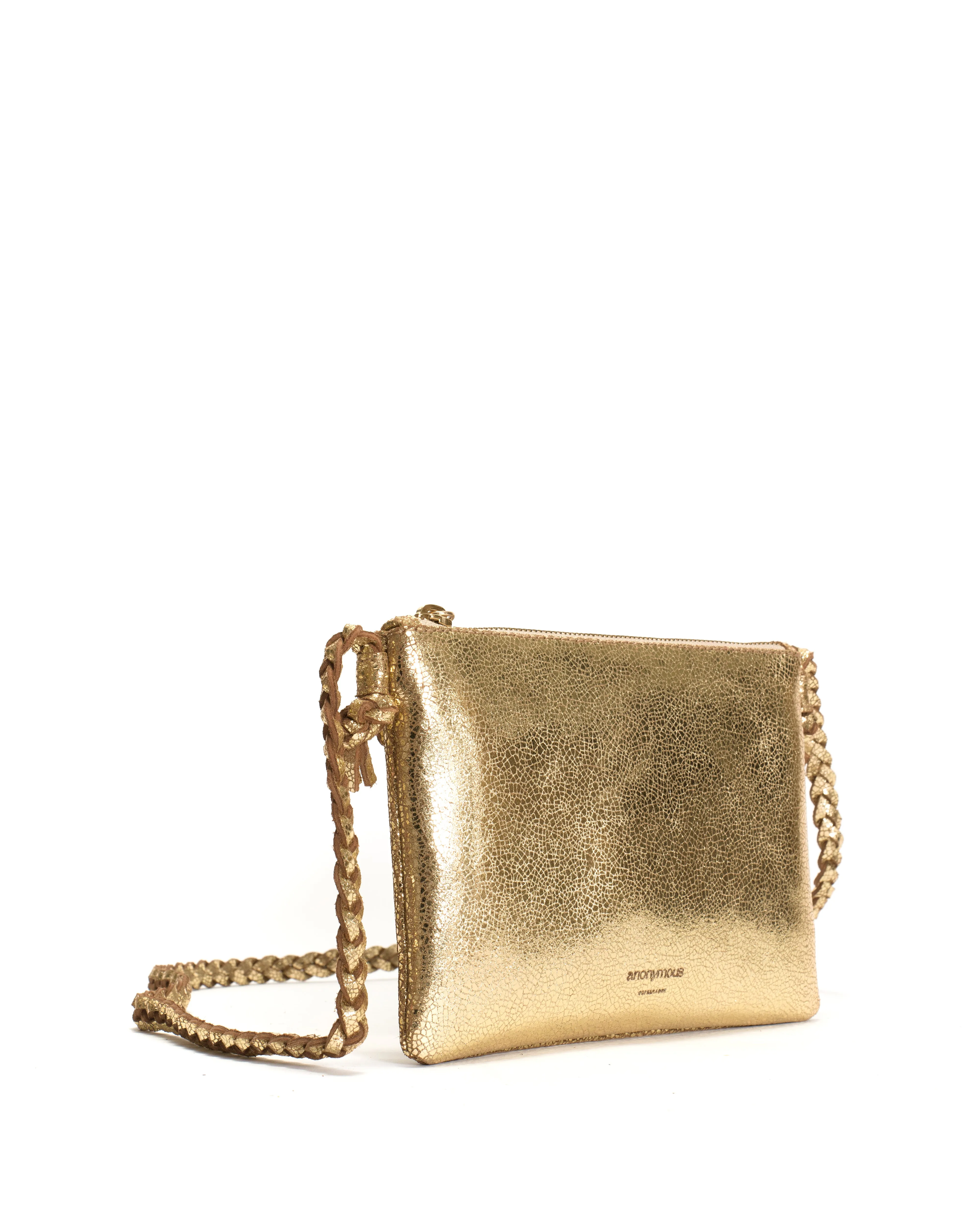 Thinna clutch Crackled metallic goat Gold