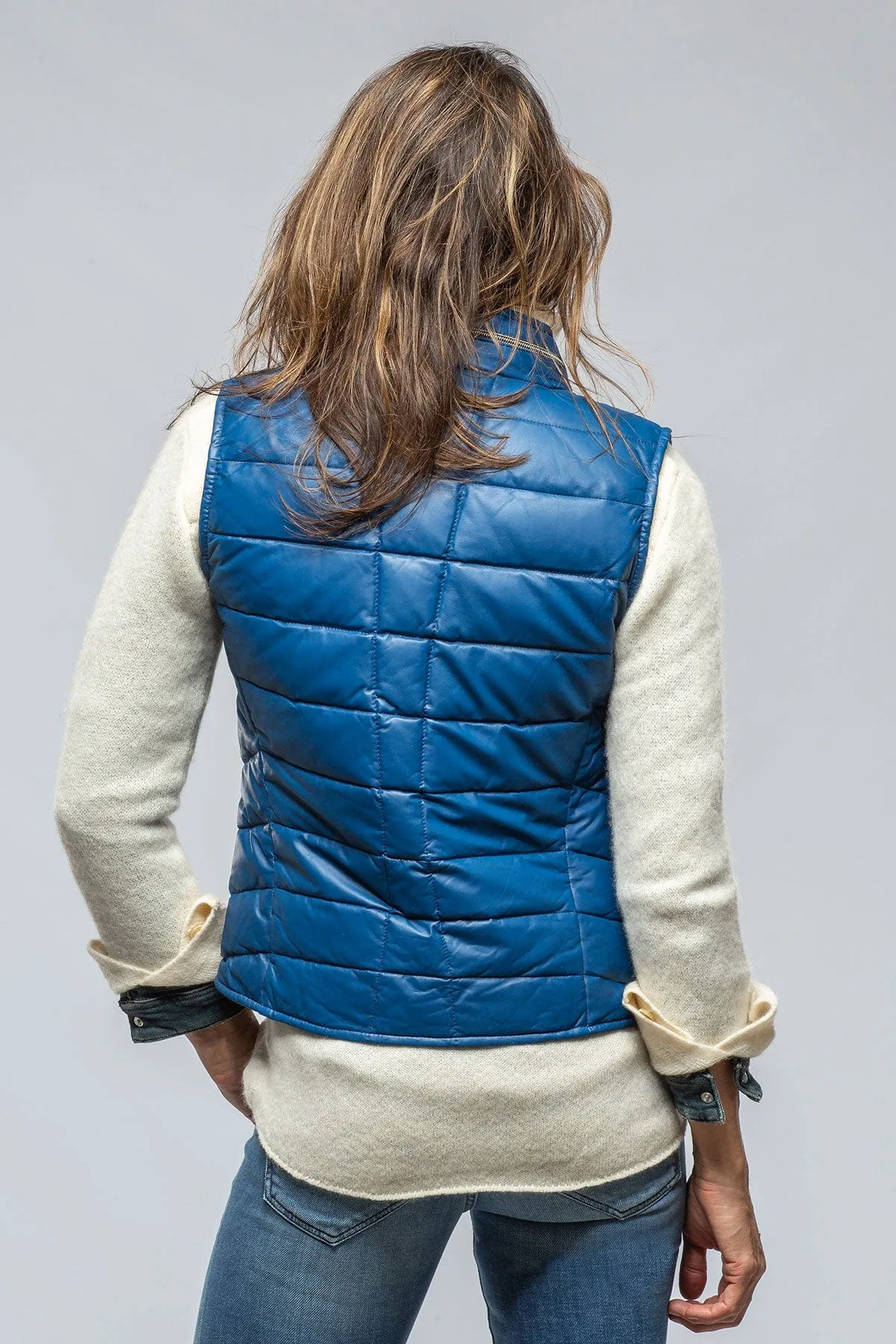 Tignes Quilted Leather Vest in True Blue