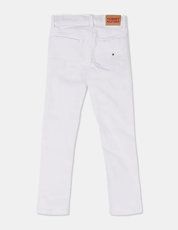 Tommy Hilfiger Kids Boys White Mid Waist Cotton Jeans