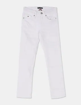 Tommy Hilfiger Kids Boys White Mid Waist Cotton Jeans