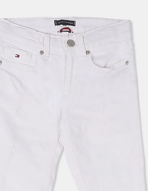 Tommy Hilfiger Kids Boys White Mid Waist Cotton Jeans