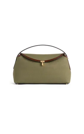 Toteme T-Lock Leather-Trimmed Canvas Top Handle Bag