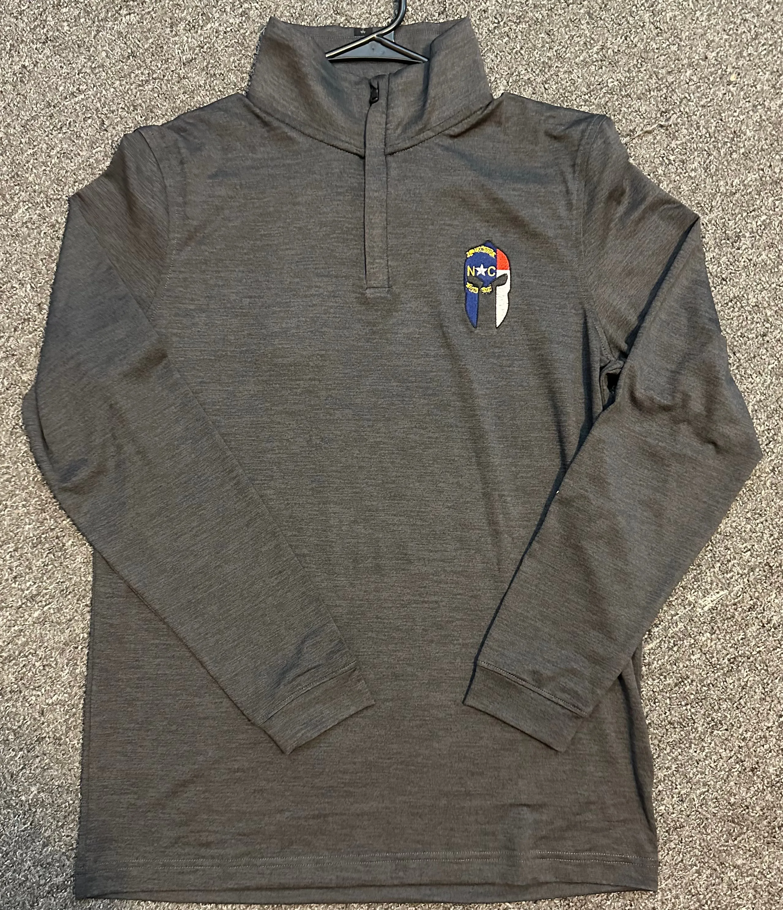 UA Playoff Fog  Zip w/ Spartan Helmet - Black Heather