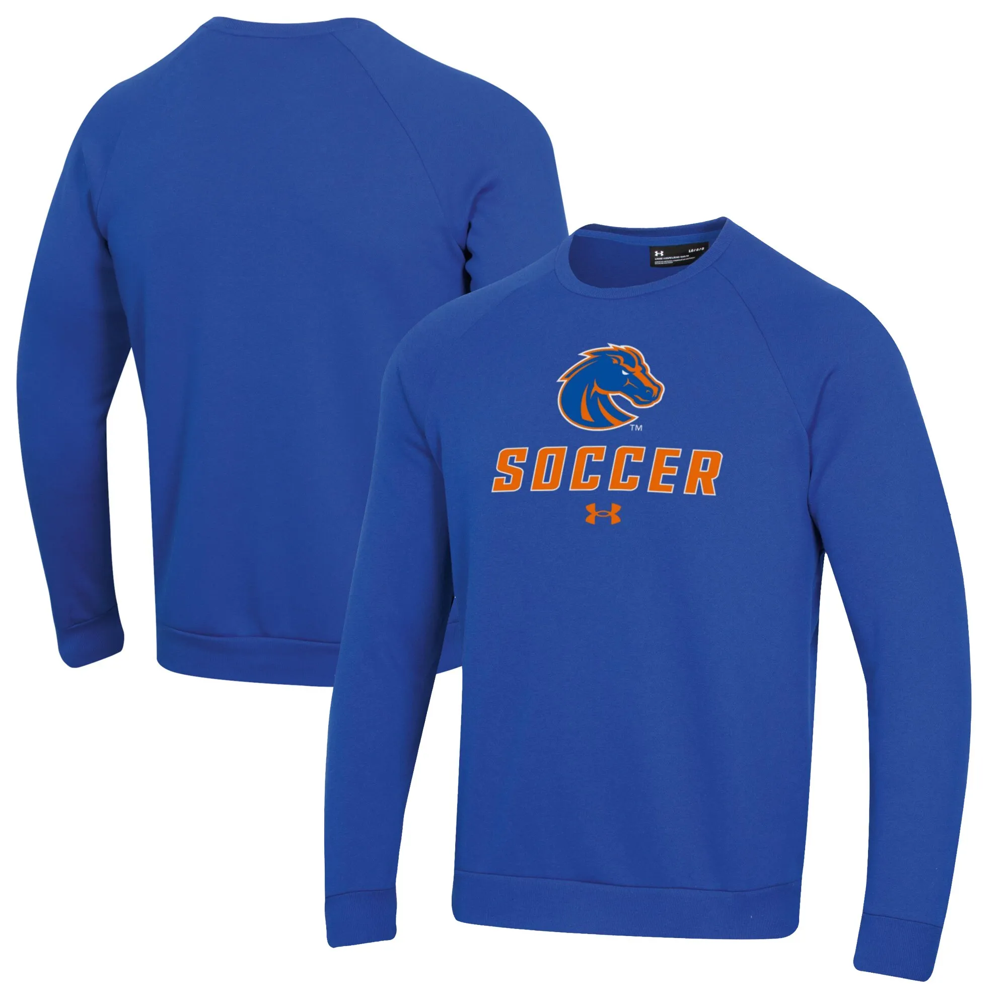 Under Armour Boise State Broncos Royal Soccer Rival Fleece Raglan Pullover Sweatshirt