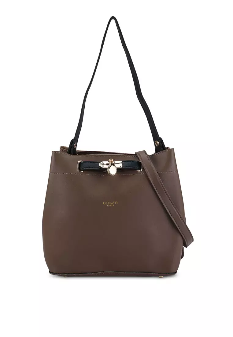 Unisa Colour Block Faux Leather Top Handle Bag